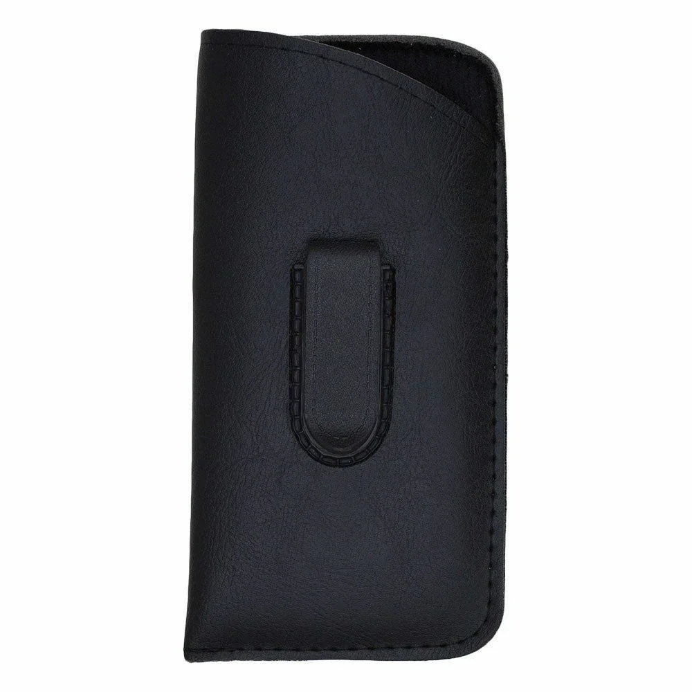 Soft Slip-In Eyeglasses Readers Case Holder Belt Holster Pouch w Clip Black (1)